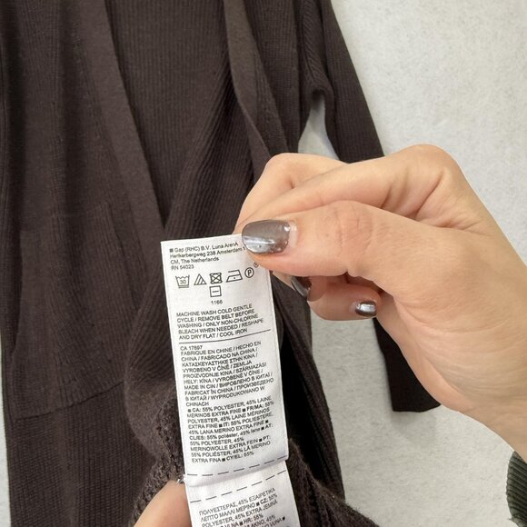 Athleta Sweater Womens Small Brown Long Open Front Knit Cardigan Pockets - Picture 9 of 11